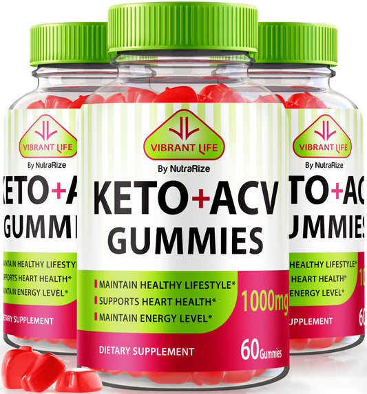 (3 Pack) Vibrant Life Keto ACV Gummies, Official VibrantLife Keto+ACV Gummies, Premium Apple Cider Vinegar, All Natural Keto Plus ACV Formula, ACV Keto Gomitas Review (180 Gummies)