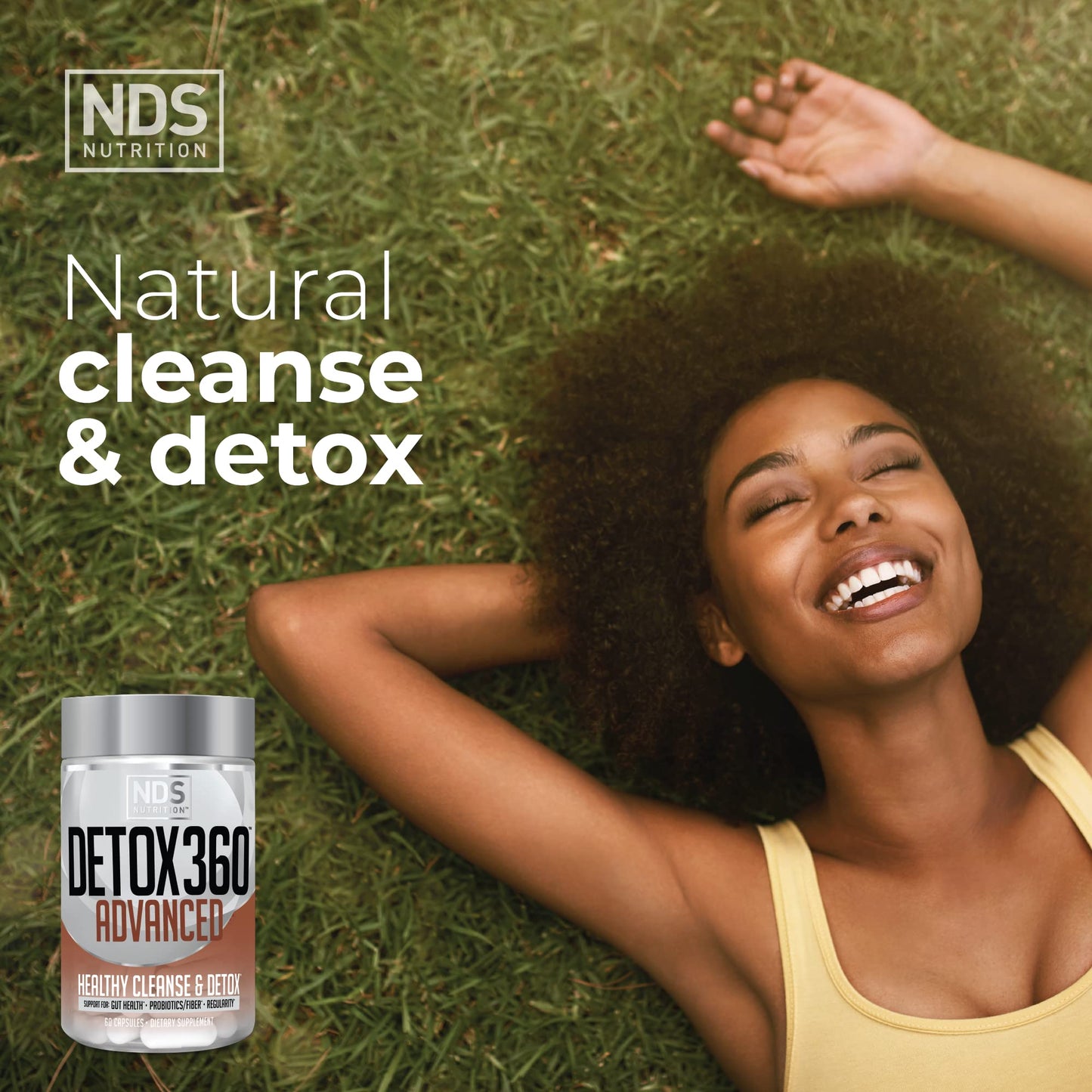 NDS Nutrition Detox 360 Advanced - Complete Cleanse & Detox with Probiotics & Fiber to Support Gut Health & Wellness, Bowel Movements, Regularity & Digestive Function & Remove Toxins (60 Capsules)