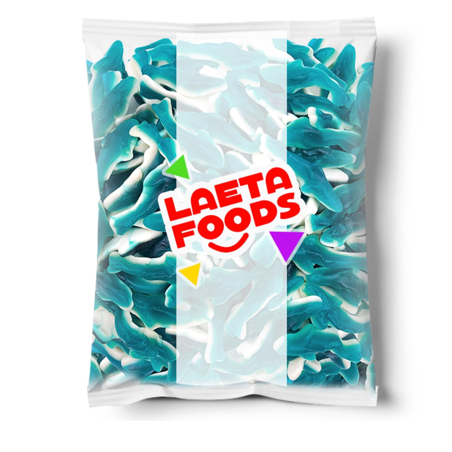 Blue Sharks Raspberry Marshmallow Gummy Candy 1 Pound Bag