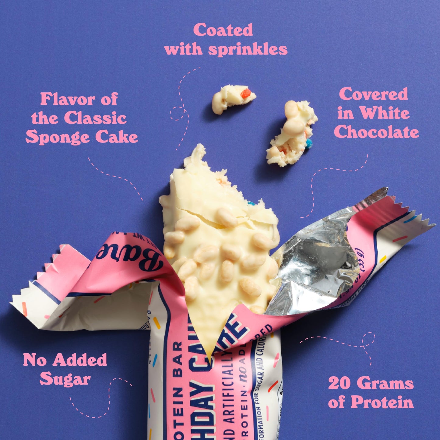 Barebells Protein Bars Birthday Cake - 12 Count, 20g High Protein Treats - Chocolate Nutrition Bar with 1g Total Sugars - On-The-Go Breakfast or Post-Workout Snack