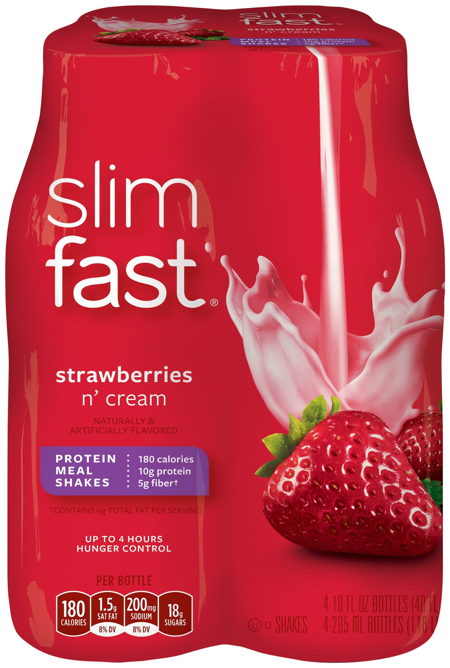 SlimFast Strawberries and Cream Ready to Drink Shakes, 10 Ounce (Pack of 24)