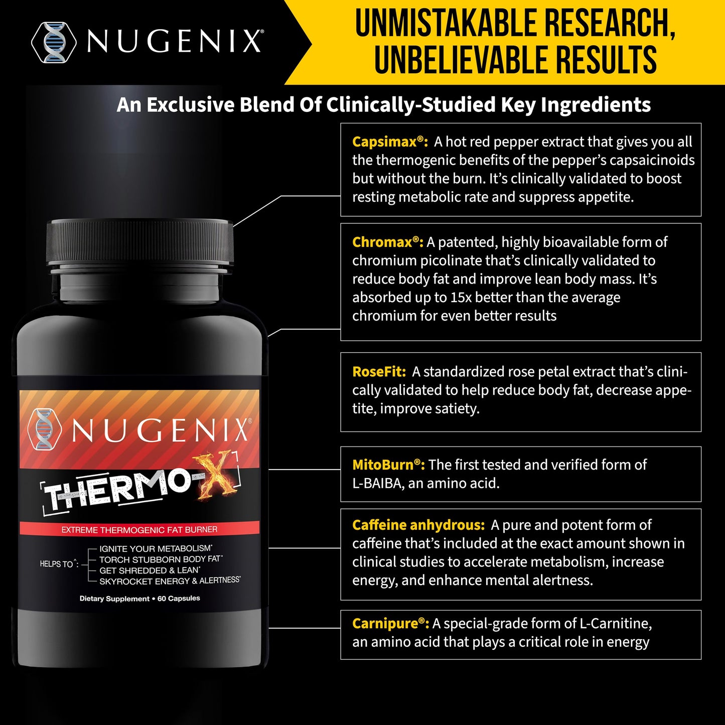 Nugenix Thermo-X: Thermogenic Fat Burner Supplement for Men, Extreme Metabolic Accelerator, 60 Count