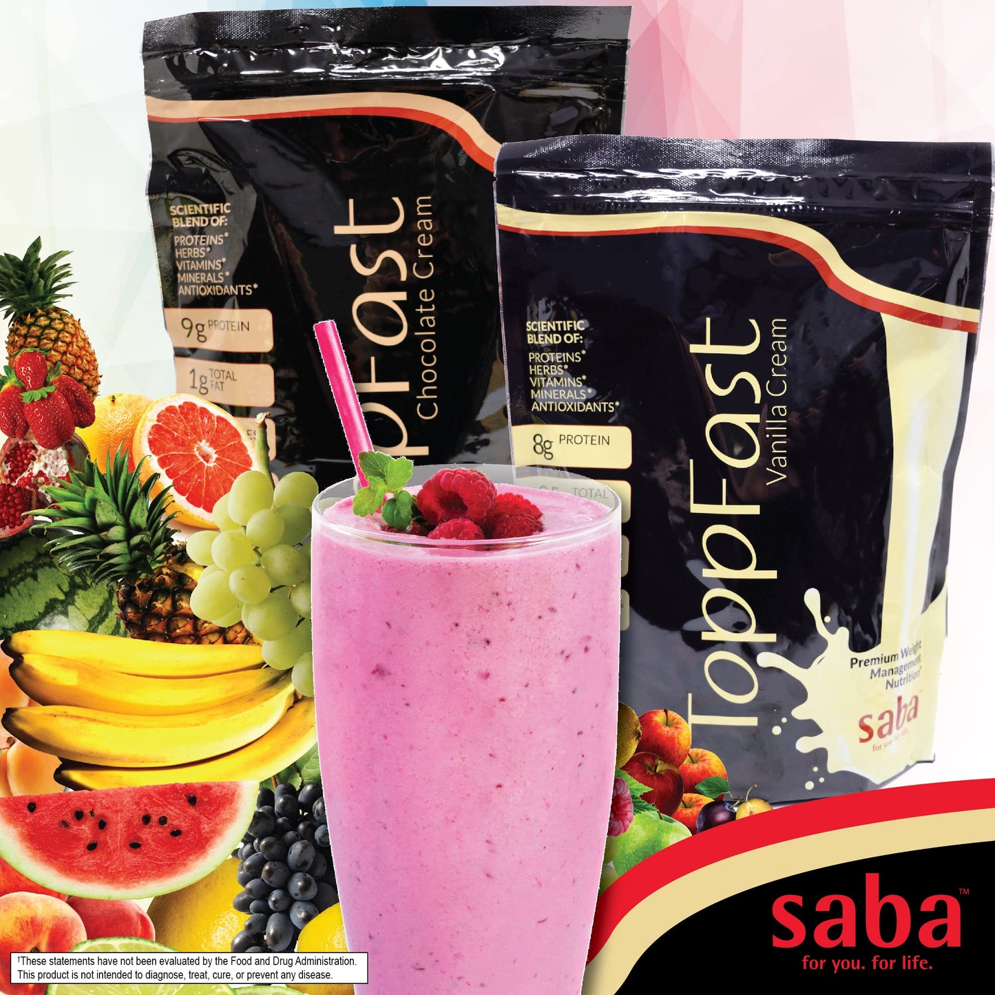Saba ToppFast™-Weight Management Nutrition -Scientific Blend of proteins, Herbs, Vitamins, Minerals, & antioxidants in a Low-Fat, Low-carb Formula (Vanilla)