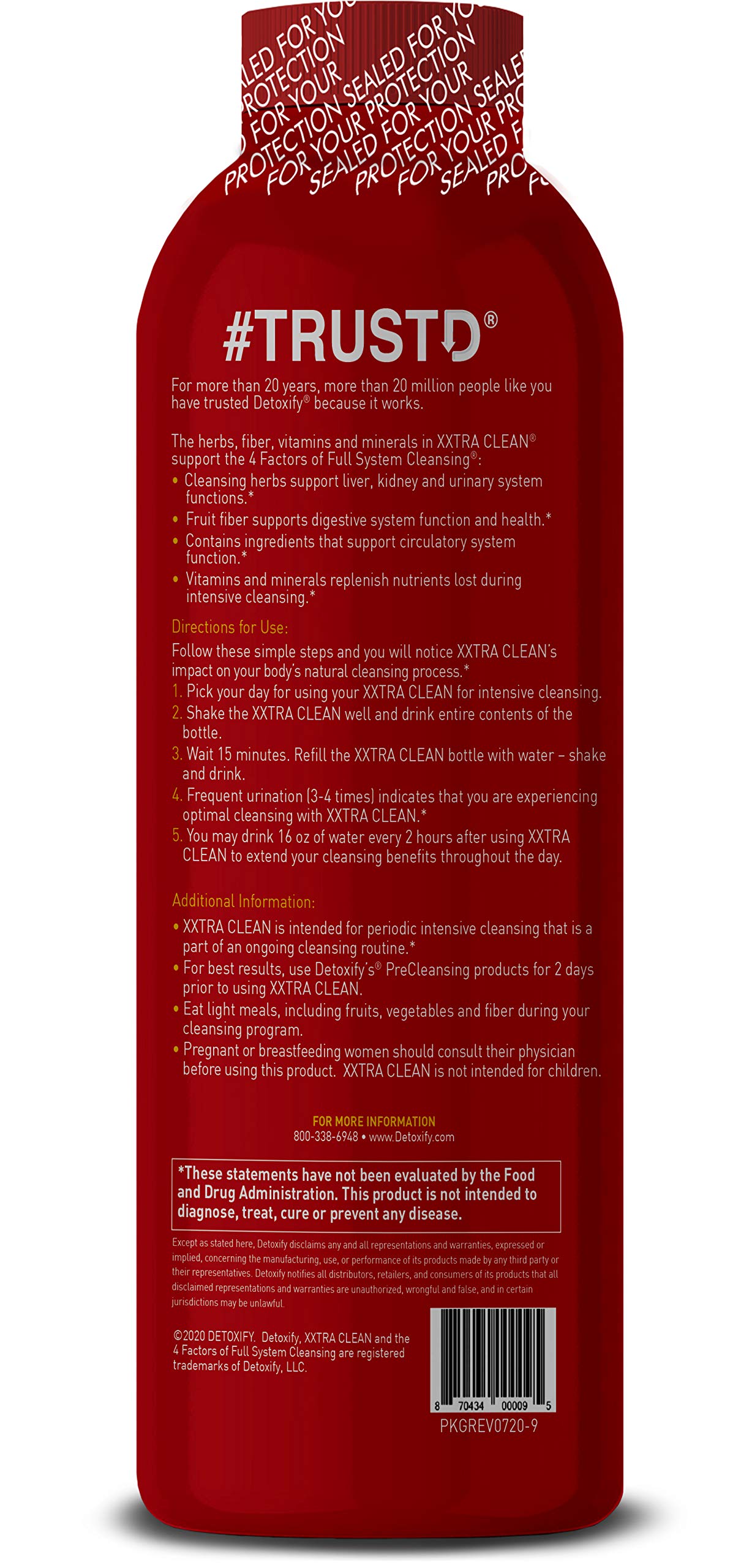 Detoxify - Xxtra Clean Herbal Cleanse Detox Drink - Full Body Cleanse Detox for Women and Men - Same Day Results - Enhanced with Ginseng Extract & Milk Thistle Extract - Plus Sticker
