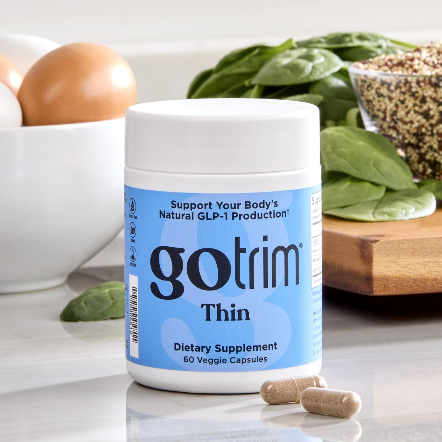 GoTrim® Thin - GLP-1 Support Supplement with Eriomin® Lemon Extract, TriBiome™ & Saffron - Promotes Appetite Control & Metabolic Health - Vegan, Non-GMO - 30 Capsules