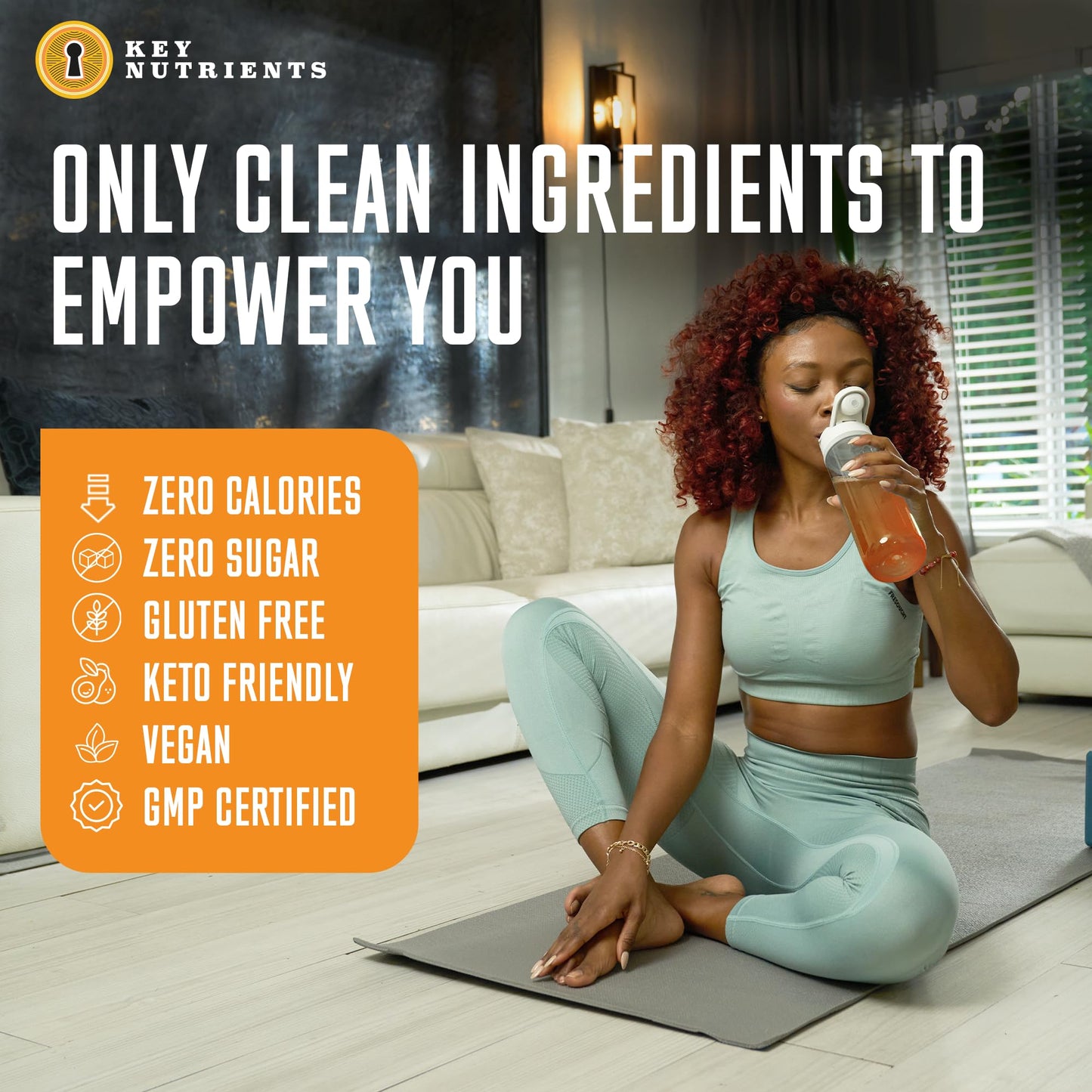 KEY NUTRIENTS Energy Drink Powder with Electrolytes No Sugar - Endurance & Energy Supplement - 125mg Natural Caffeine Powder, 2000mg Taurine, 5mg Zinc - Tropical Peach Mango Energy Powder Drink Mix