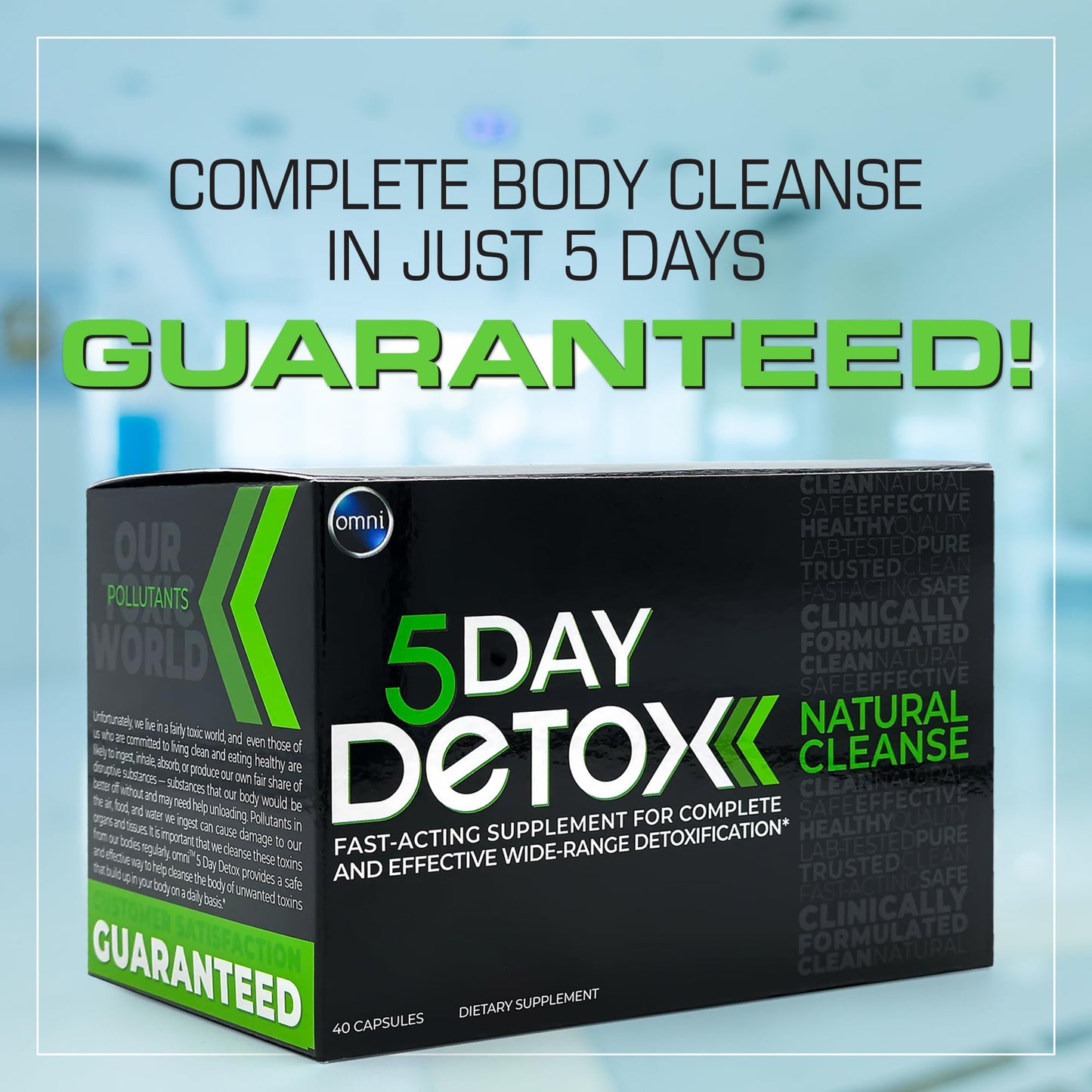 Wellgenix Omni 5 Day Detox Cleanse - Premium Natural Body Detox Supplement, 40 Capsules for Toxin Removal, Total Body Purge, Supports Healthy Liver, Kidneys, Urinary Tract, & Digestive System