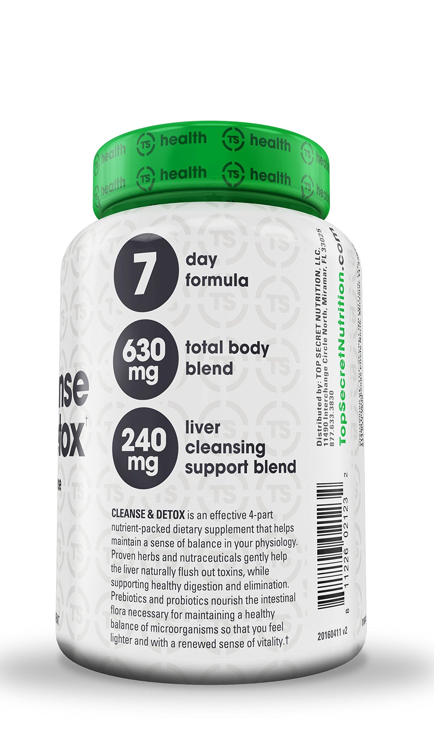 Top Secret Nutrition Cleanse & Detox 7-Day Formula Dietary Supplement Colon and Liver Cleansing Blend with Prebiotics and Probiotics for Men and Women (42 veggie caps)