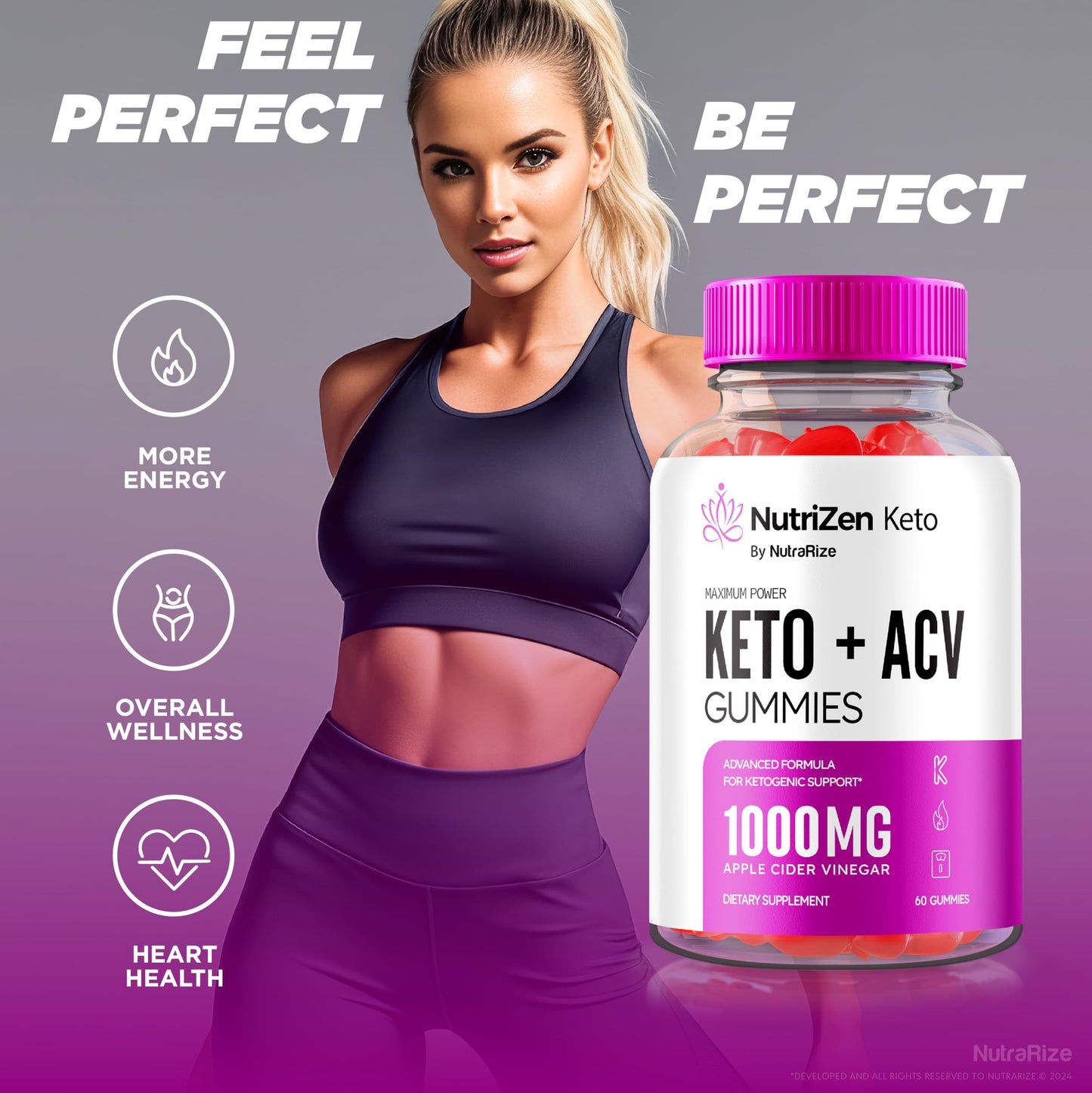 NutraRize (Pack of 2 Nutrizen Keto + ACV Gummies for Advanced Weight Loss, Maximum Strength, Nutrizen Keto + ACV 525mg Gummy (120 Gummies)