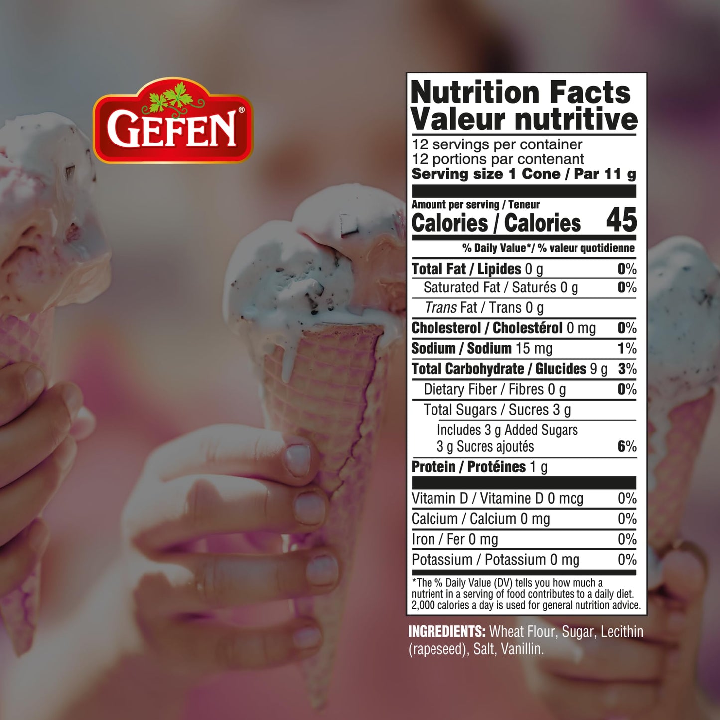 Gefen Sugar Cones 2 Pack  24 Cones  Crunchy  Delicious  Sweet Ice Cream Cones  Great for Parties