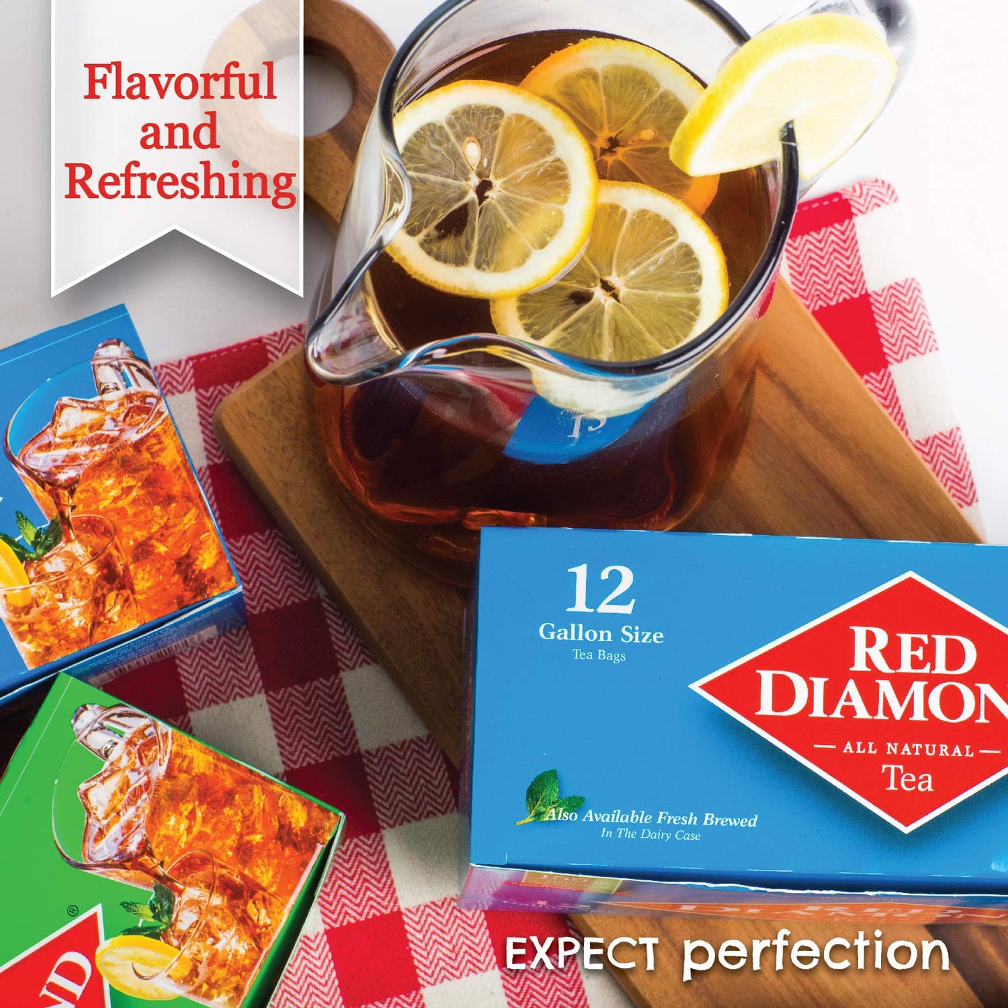 Red Diamond Iced Tea Bags Decaffeinated Family Size Tea Bags Delicious And Freshly Brewed Taste Special Premium Blend 24 Count Pack of 6