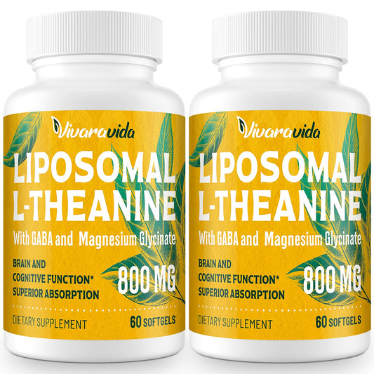 Vivaravida L-Theanine 800mg Supplement with GABA and Magnesium Glycinate - Natural Compound, Sleep and Relaxation (120 Softgels)
