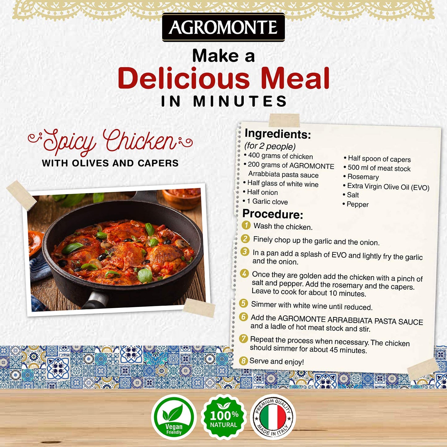 Agromonte Authentic Italian Cherry Tomato Pasta Sauce Arrabbiata Taste of Italy Gourmet Foodie and Chef Gift  Certified Kosher GlutenFree All Natural Spicy Sauce 2046oz 2 pack