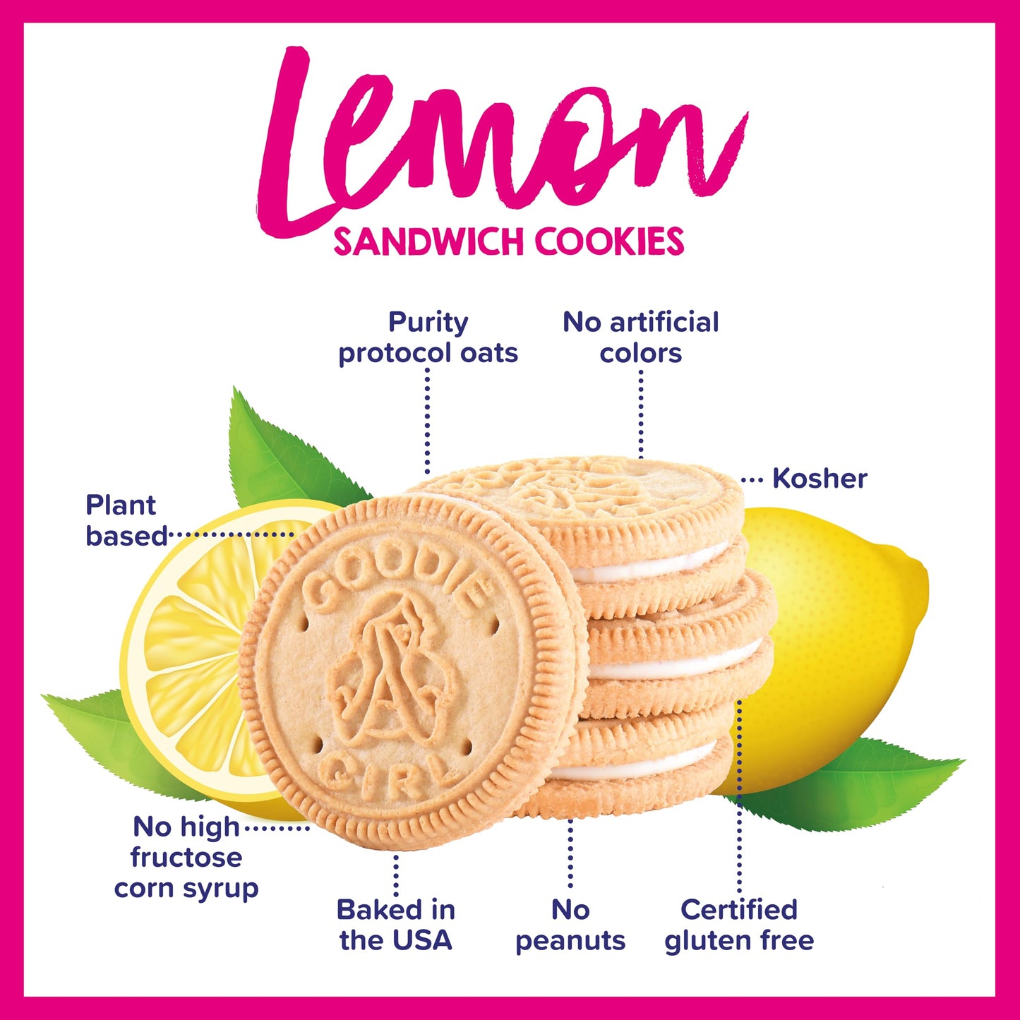 Goodie Girl Lemon Sandwich Cookies  Gluten Free Vegan Peanut Free Egg Free Dairy Free  106oz Box Pack of 3