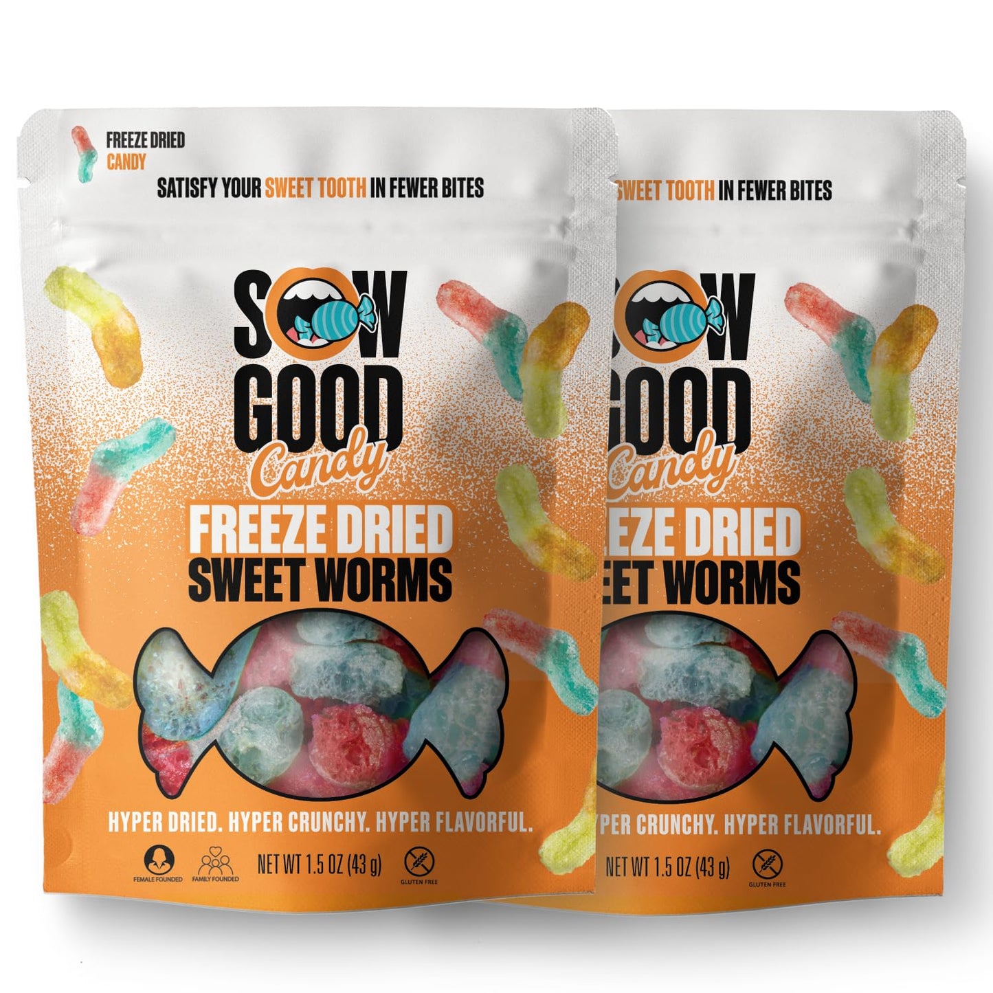 Sow Good Freeze Dried Candy Sweet Worms 2 Pack Perfect for Snacking  Kids Parties