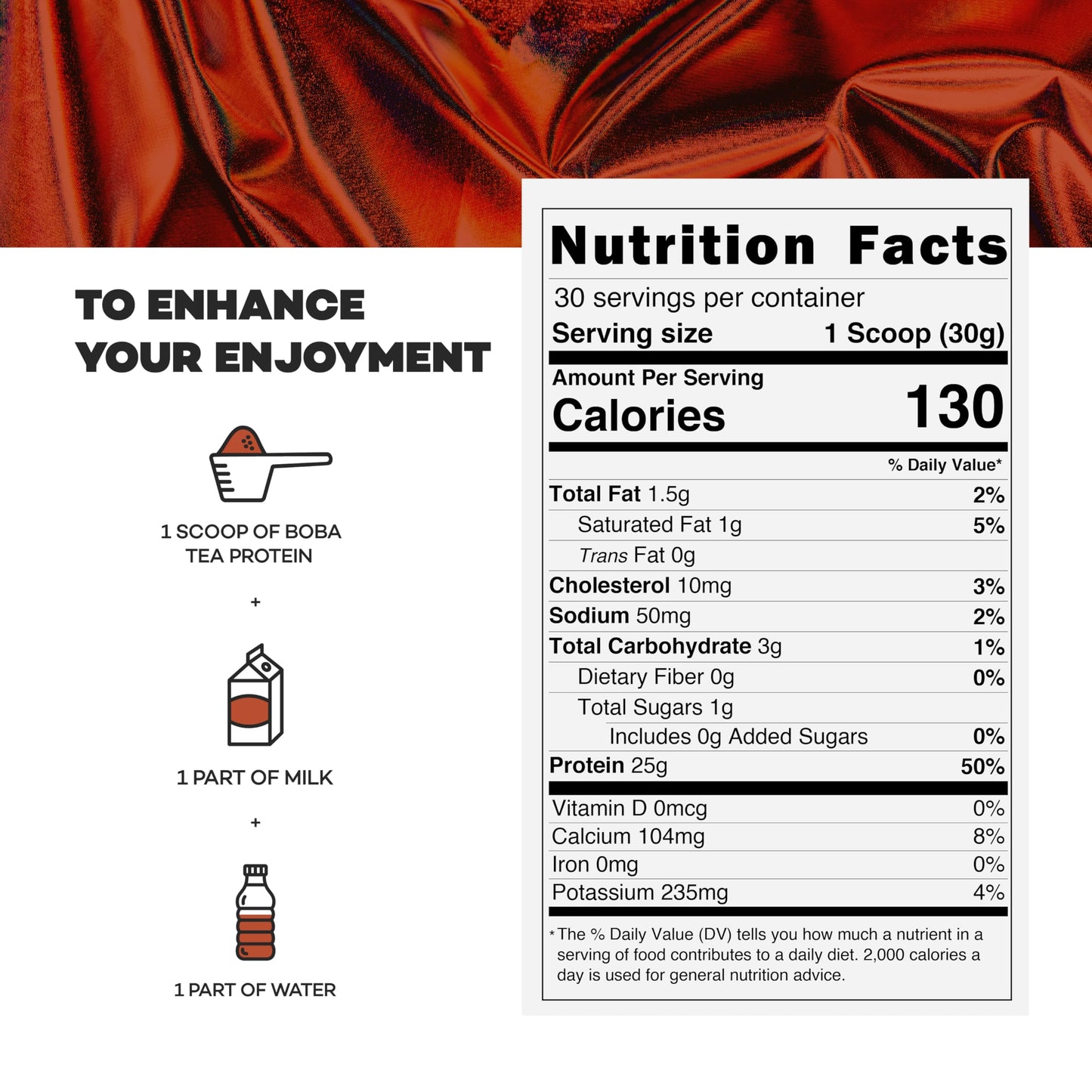 TeaFlex Nutrition Classic Milk Tea Protein Powder | 25g Whey Protein Isolate Powder | 80mg of Caffeine Per Service Bubble Tea Protein Drink | 30 Servings | No Added Sugar.