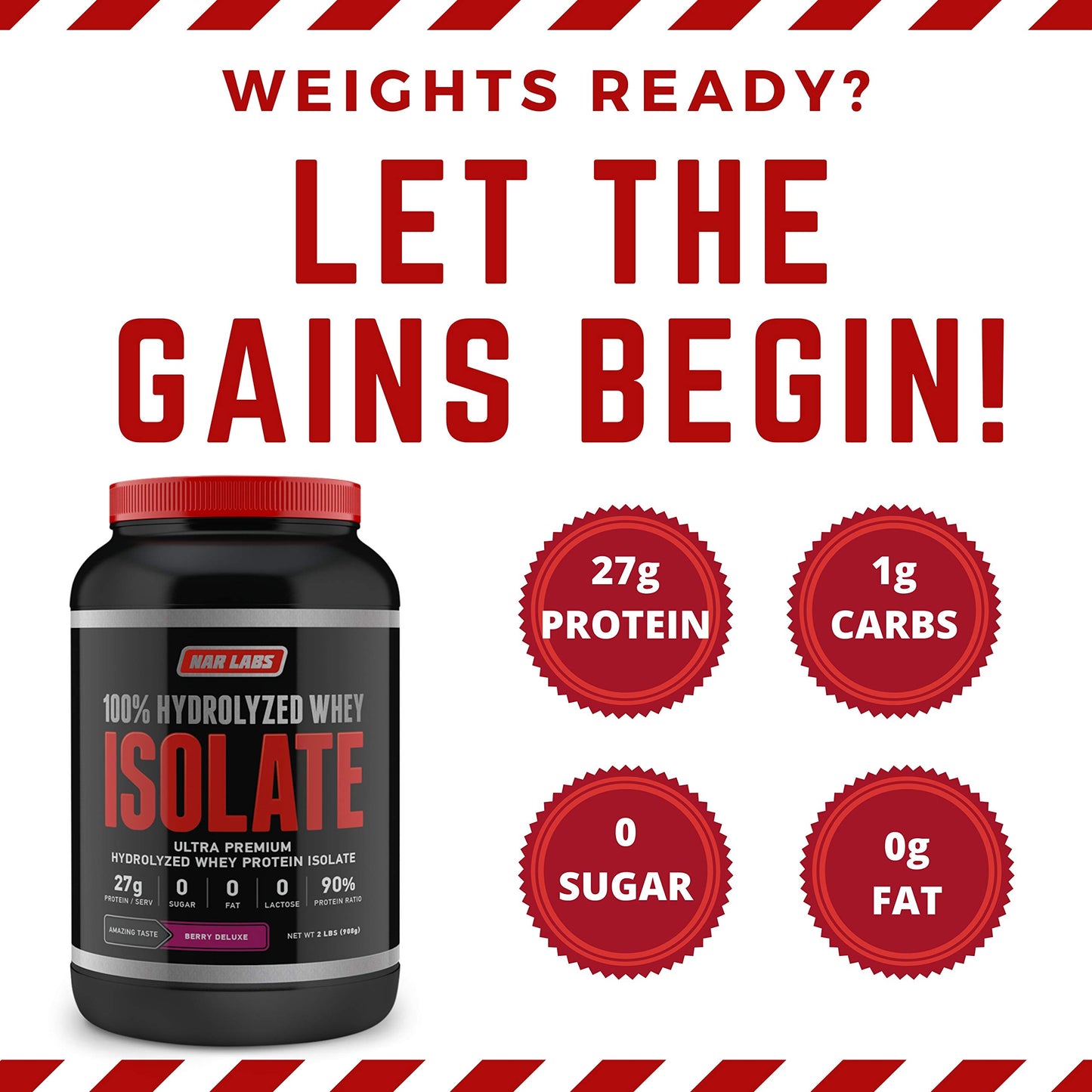 NAR LABS Hydrolyzed Whey Protein Isolate 2 lbs (Berry Deluxe)