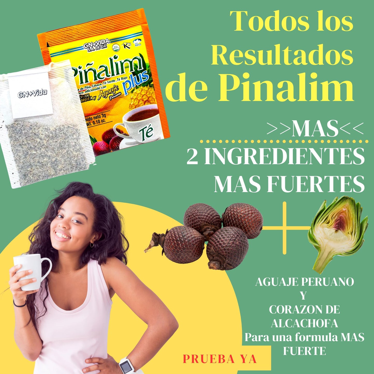 Pinalim Plus Tea Enhanced with Aguaje Peruano and Artichoke Heart la formula Original de Pinalim Mas Aguaje y Corazon de Alcachofa Mas Fuerte Healthy Cleansing Formula, Caffeine Free | 30 Ct.