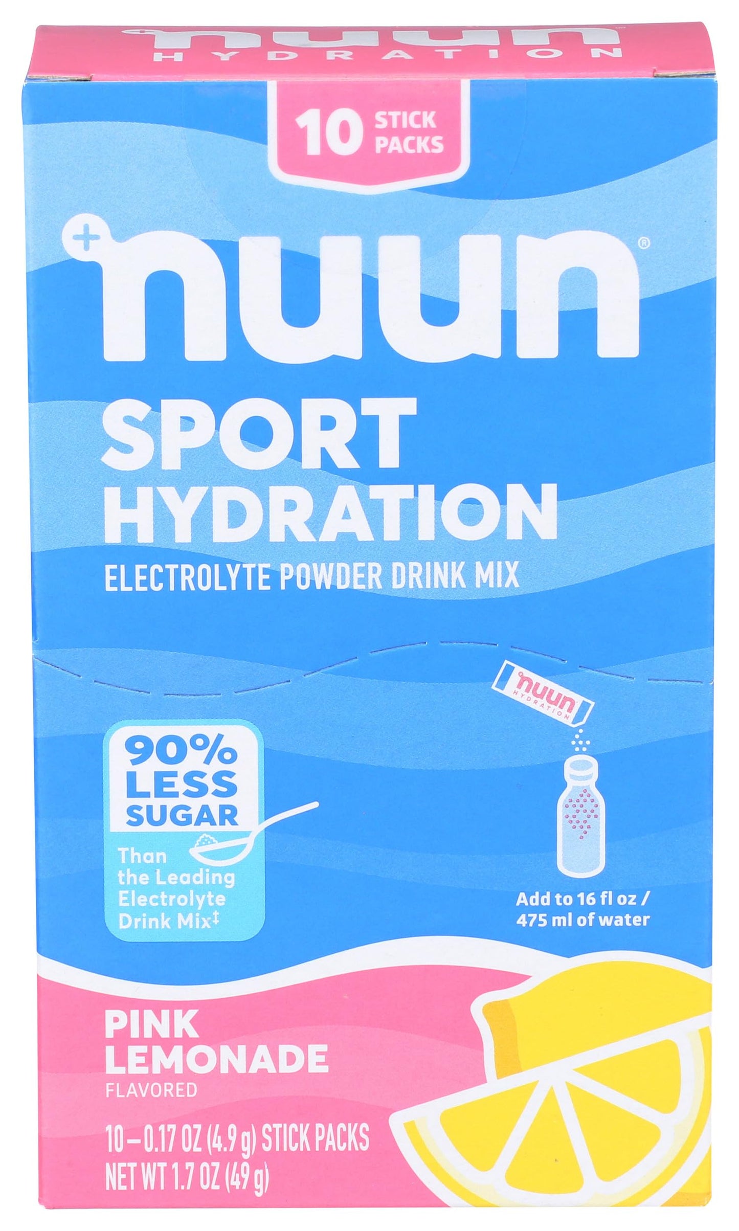 NUUN Pink Lemonade Sport Powder 10 Count, 0.17 OZ