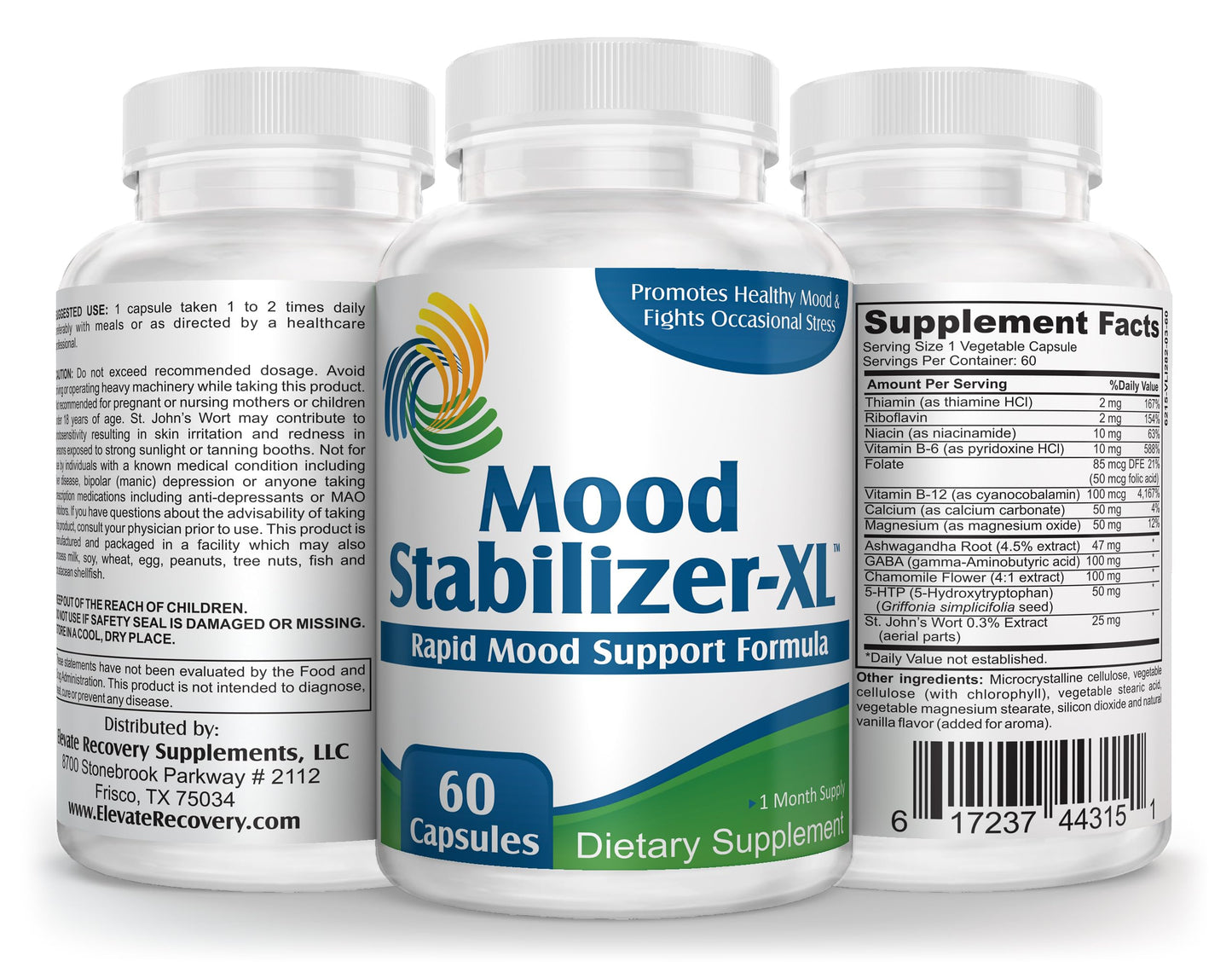 Mood Stabilizer-XL: Mood Support Supplement with 13 Active Ingredients Including 5-HTP, Ashwagandha, GABA & St. John's Wort Extract - Mood Enhancer Supplements & Vitamins - 60 Capsules