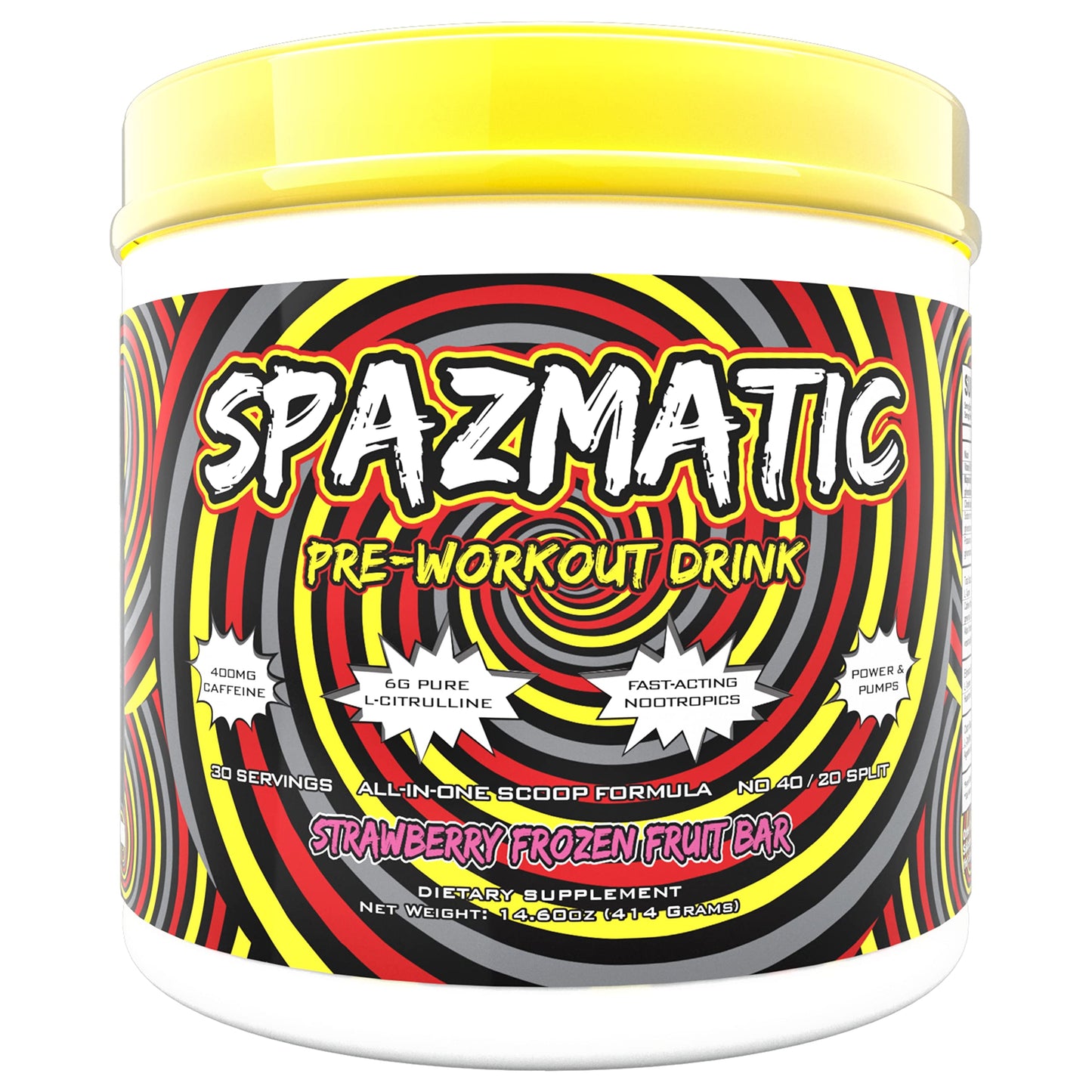 SPAZMATIC Pre-Workout Powder - 400mgs Caffeine - 6 Grams Pure Citrulline for Muscle Pumps- Fast Acting Focus - 30 Full Servings - All-In-1-Scoop Formula