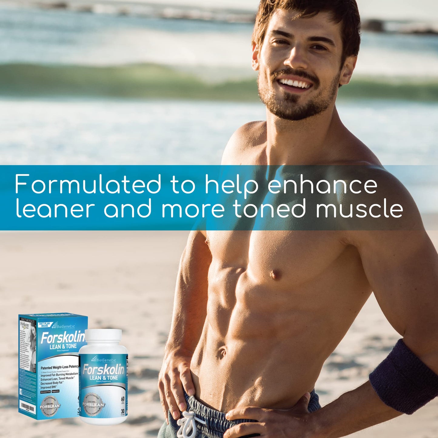 BioGenetic Labs Forskolin Lean & Tone - Weight Loss Pills - Body Toning Formula Fat Burner and Maintenance of Muscle Mass for Men and Women Appetite Suppressant - 60 Capsules - Vegetarian