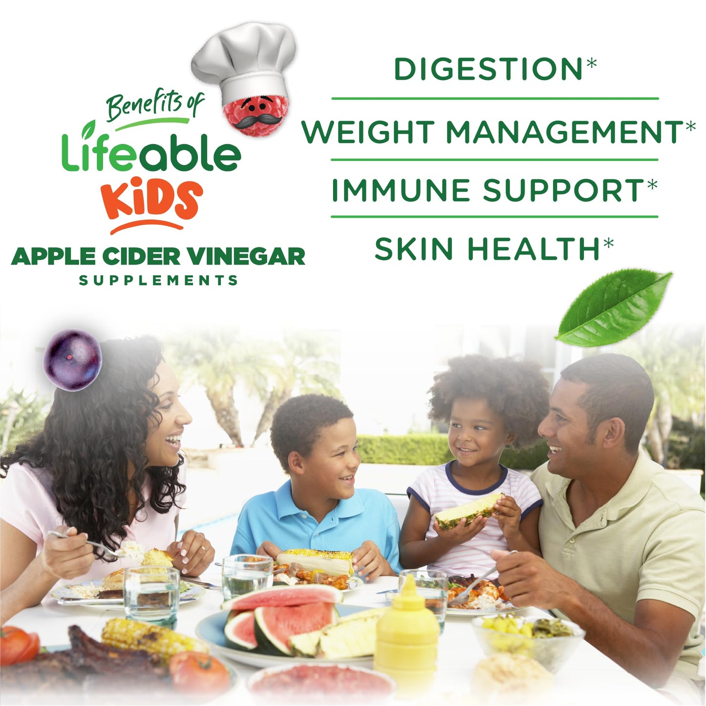 Lifeable Apple Cider Vinegar - for Kids - ACV with The Mother - 500 mg Gummies - Great Tasting Natural Flavor Vitamin Supplement - Gluten Free Vegetarian GMO-Free Chewable - for Children - 60 Gummies