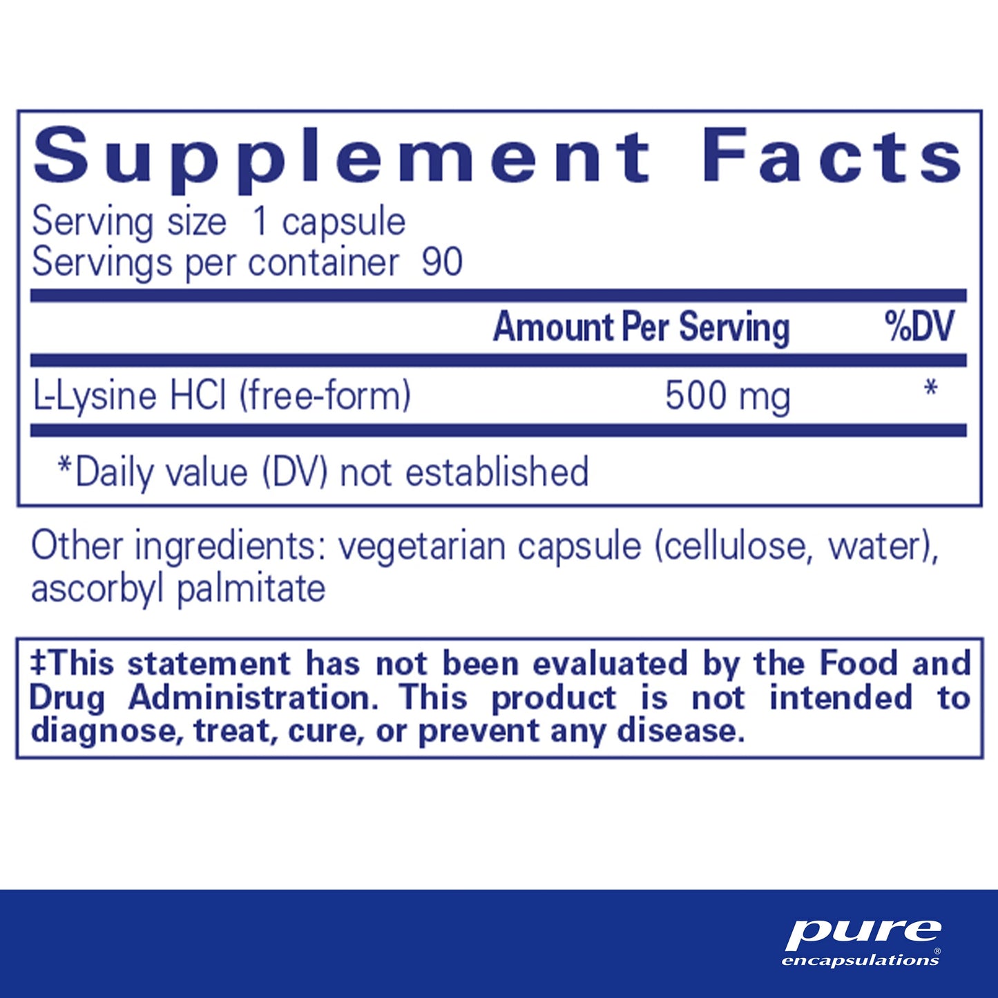 Pure Encapsulations L-Lysine - Essential Amino Acid Supplement for Immune Support & Gum, Lip Health* - with L-Lysine HCl - 90 Capsules