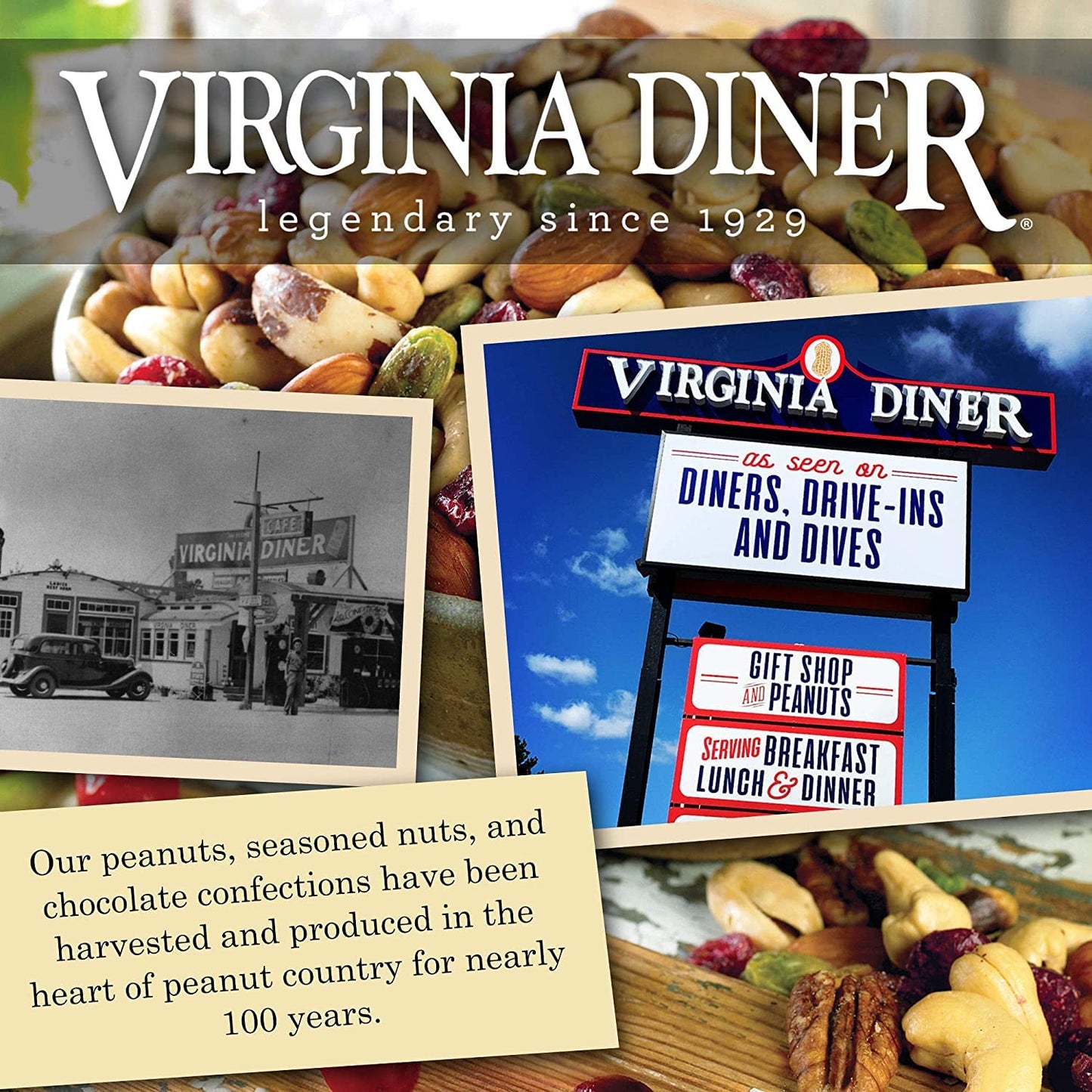 Virginia Diner  Gourmet Old Bay Seasoned Virginia Peanuts 10 Ounce Tin