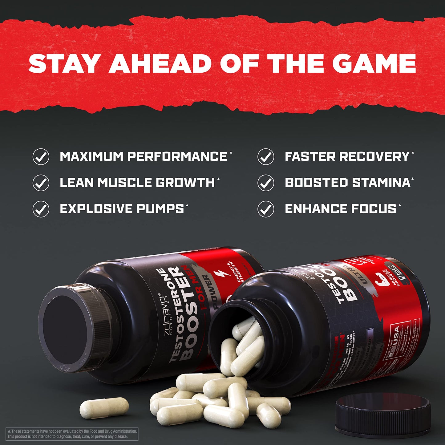 Testosterone Booster - Testosterone Supplement for Men - Workout Supplement for Muscle Growth, Libido, Stamina, Strength, Endurance - Male Enhancing Supplement Pills - Men's Test Booster - Tongkat Ali