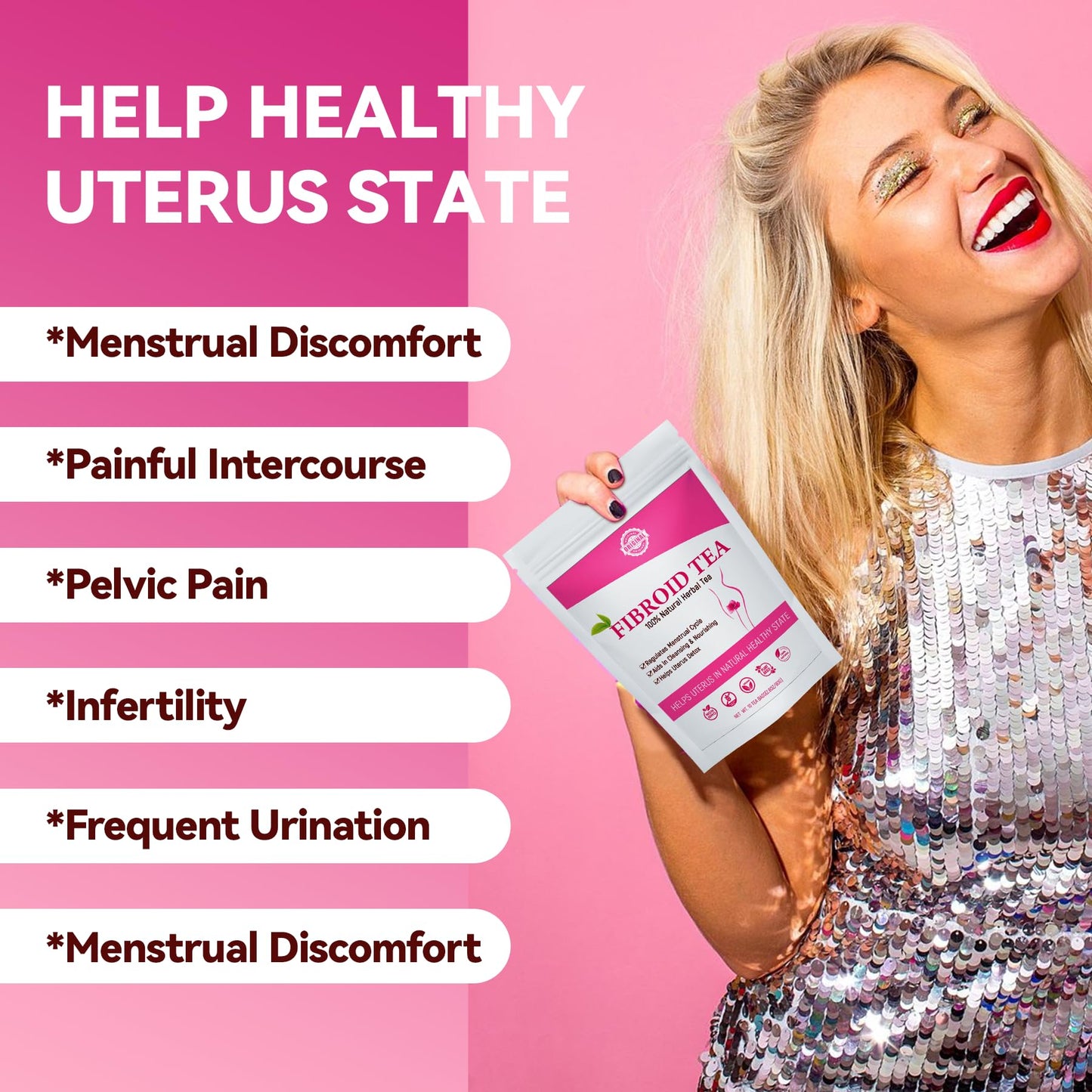 Laicuherb Fibroids Herbal Tea for Women Get Pregnant Fast & Hormone Balance, 10 Teabags Fertility Tea for Women Ovarian, Natural Detox Womb to Warm Uterus and Detox