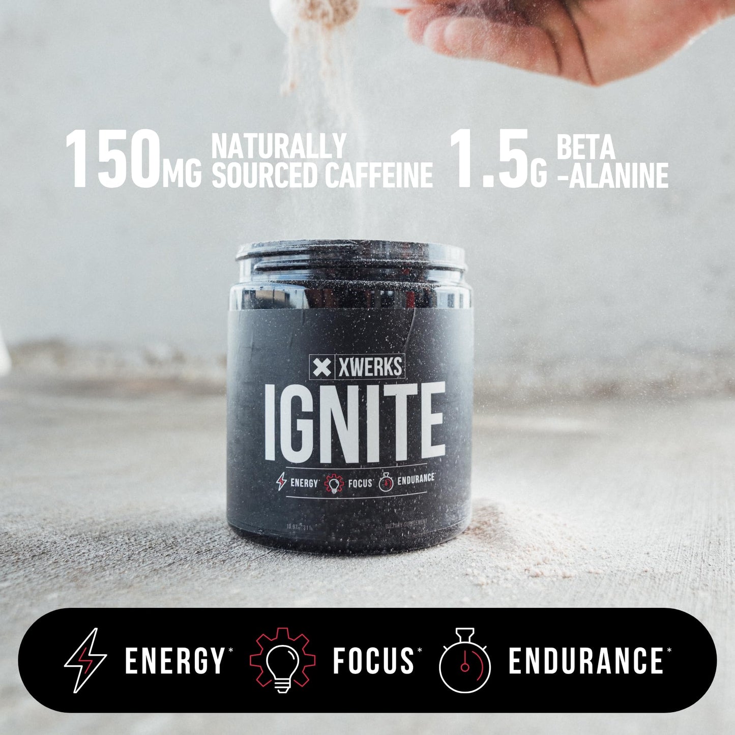 Xwerks Ignite Watermelon Pre Workout Powder, Natural Keto Pre-Workout for Women and Men with Explosive Energy, Gluten Free Preworkout Blend for Endurance Stamina, 150 mg Caffeine 30 Servings