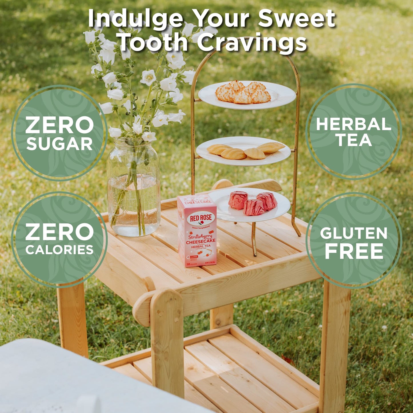 Red Rose Sweet Temptations Dessert Tea Variety Pack Summer Flavors Zero Sugar CaffeineFree Flavored Delicious Beverage Herbal Tea 18 Count Pack of 4 Fruit Naturally Flavored Herbal Tea