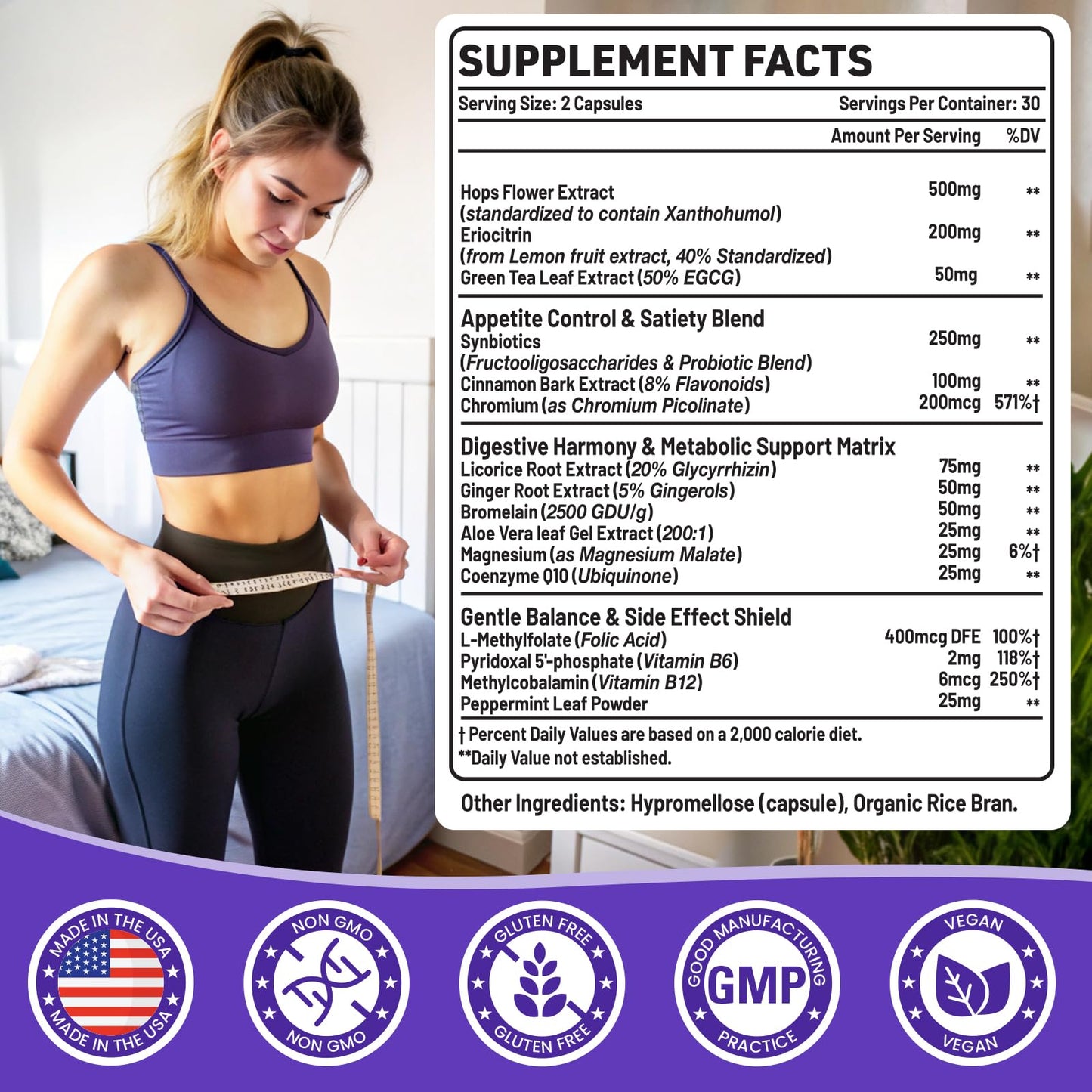 GLP-1 Supplement, GLP-1 Capsule with Synbiotics, Green Tea Extract & Eriocitrin, GLP 1 Probiotic for Men & Women, Naturally GLP-1 Production, Healthy GLP-1 Levels & Overall Wellness, 60 Caps