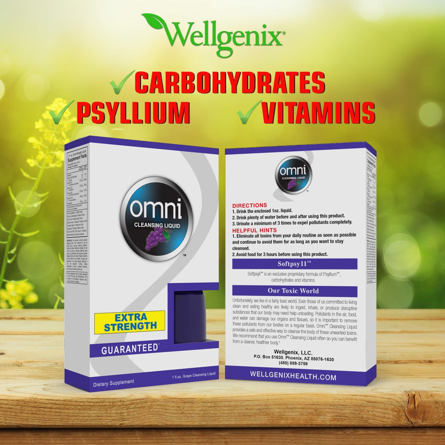 Wellgenix Omni Herbal Cleanse Detox Drink - 1oz Grape Flavor - Detox Cleanse - Quick One Hour Detox Drink - Flush Your System of Toxins for a Full Body Detox Cleanse