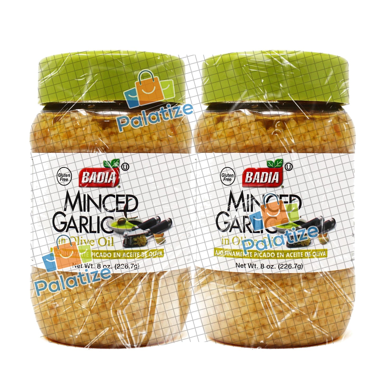 Badia Minced Garlic in Olive Oil 8 oz  Palatize Pack of 2