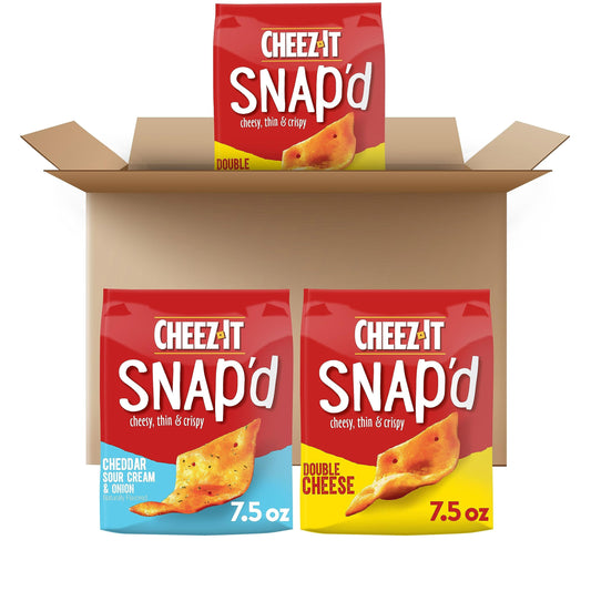 CheezIt Snapd Cheese Crackers Chips Thin Crisps Lunch Snacks Variety Pack 225oz Box 3 Bags
