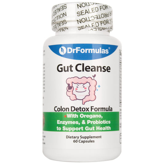 DrFormulas Gut Cleanse for Women, Men, Kids with Nexabiotic Probiotics, Oregano, Digestive Enzymes, 60 Capsules (Not Cream)