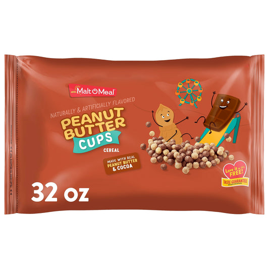 MaltOMeal Peanut Butter Cups Breakfast Cereal Cocoa and Peanut Butter Cereal Puffs Made with Real Cocoa and Peanut Butter Large Cereal for Family 39 OZ Resealable Cereal Bag