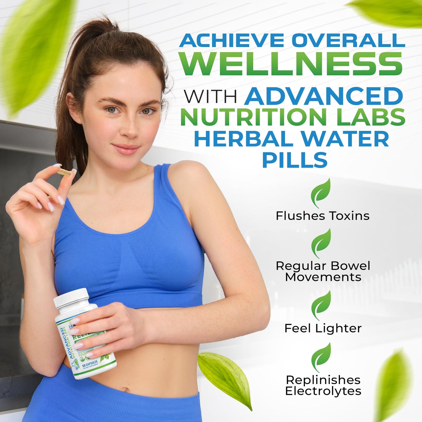 Herbal Water Relief Diuretic Water Pills for Water Retention, Bloating, Swollen Legs, Feet - Dandelion Extract Supplement - Water Retention Loss - Diuretics for Women & Men - 60 Capsules