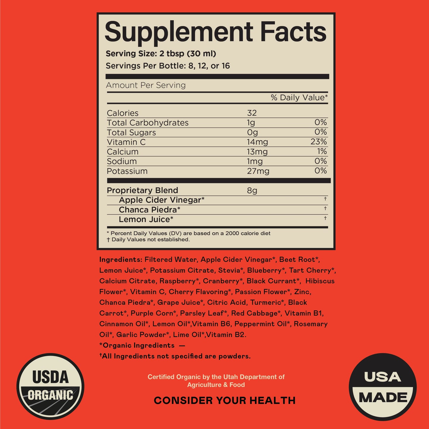 Complete Natural Kidney Complete - Liquid Dietary Supplement for Kidney Support, Cleanse, and Detox with Apple Cider Vinegar, Lemon, Organic Chanca Piedra, Beet, Citric Acid, Vitamin C, & More - 12oz
