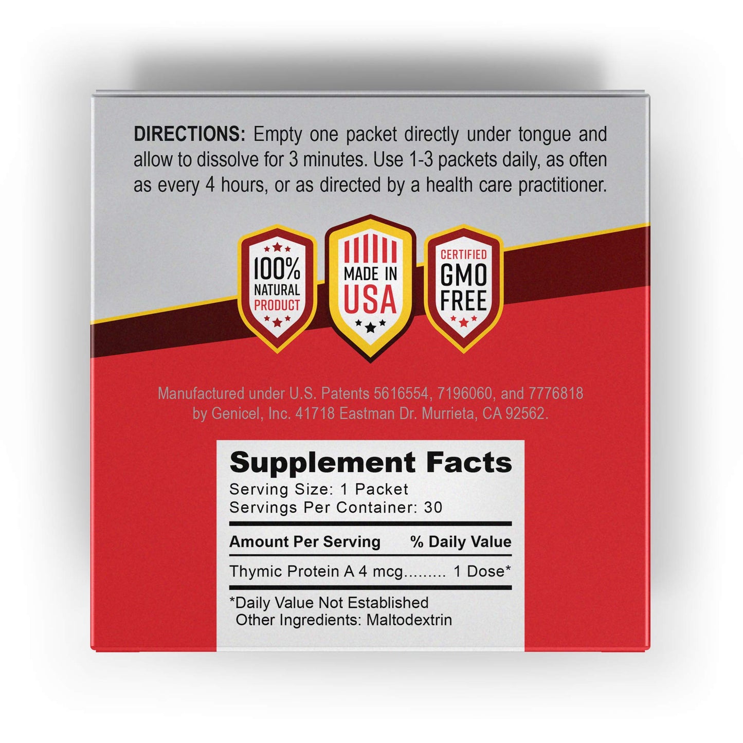 ProBoost Thymic Protein A Powder Packets (4 McG TPA) - Immune System Support Supplement - All Natural, Non-GMO Formula - 30 Packets