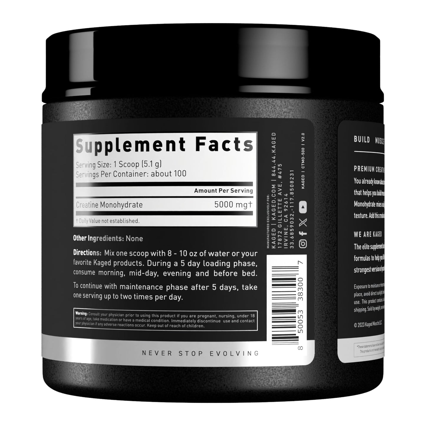 Kaged Creatine Monohydrate Micronized Powder, 100 Servings, Unflavored, Muscle Recovery and Growth Supplement for Men & Women, Vegan, Easily Digestible, Gluten Free, Keto Friendly