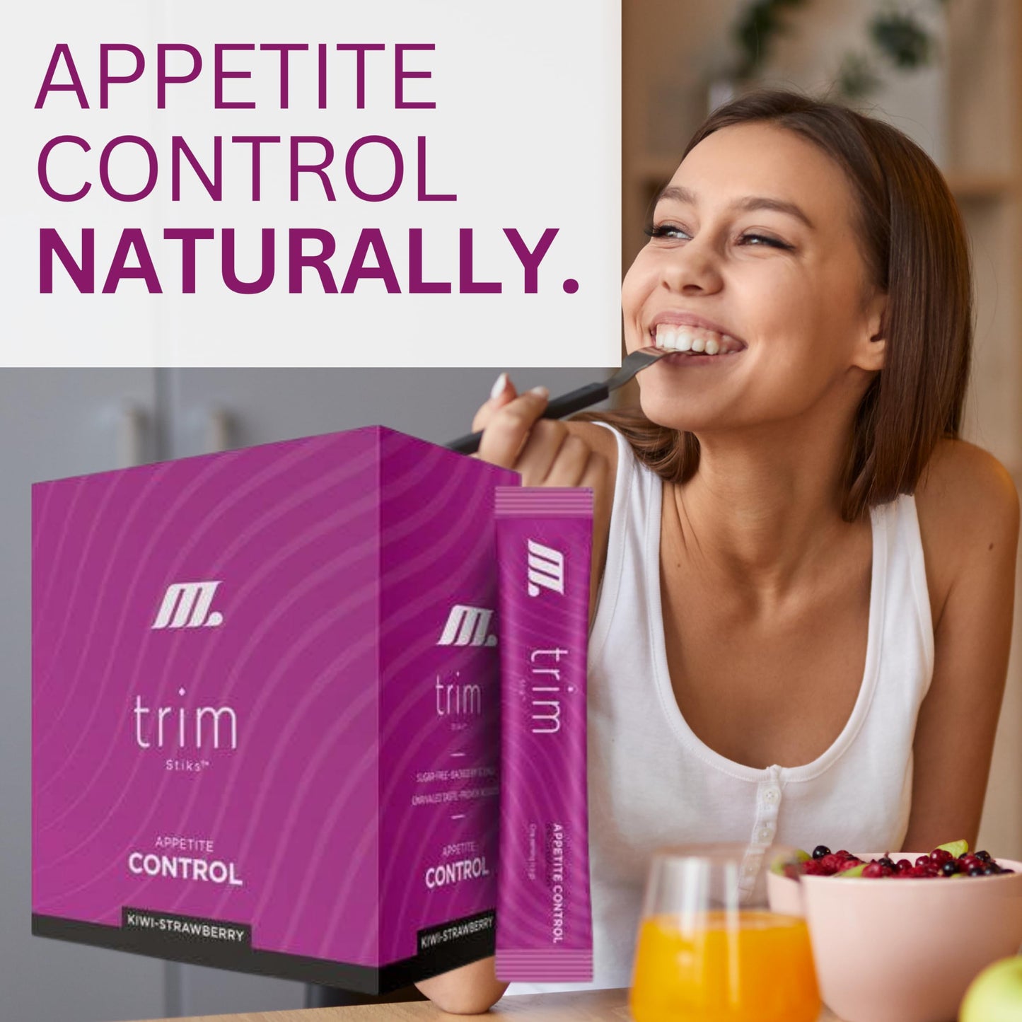 Youngevity Official Trim Stiks - Kiwi-Strawberry - Support Energy & Focus with Mood Boost - Bioperine & Theobromine Energy Powder - Appetite Support (30 Sticks)