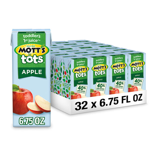 Motts For Tots Apple 675 Fl Oz Boxes 32 Count 4 Packs Of 8 Juice With Purified Water Good Source Of Vitamin C 40 Less Sugar Than 100 Apple Juice No Artificial Sweeteners