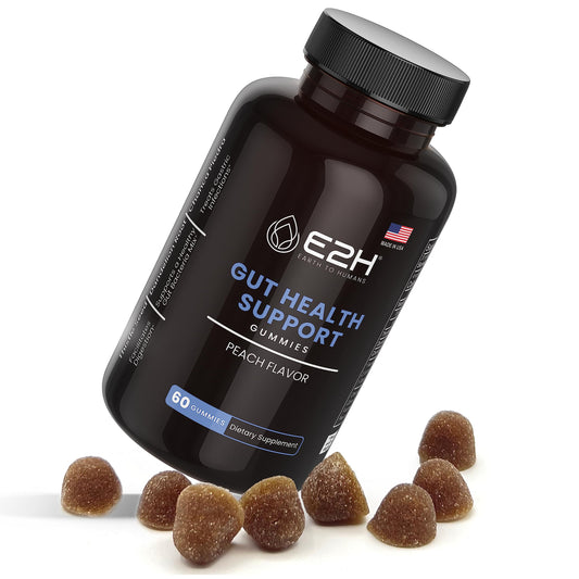 E2H Gut Support Gummies - 60 Count - Gelatin-Free, Gluten-Free, Vegan & Non-GMO