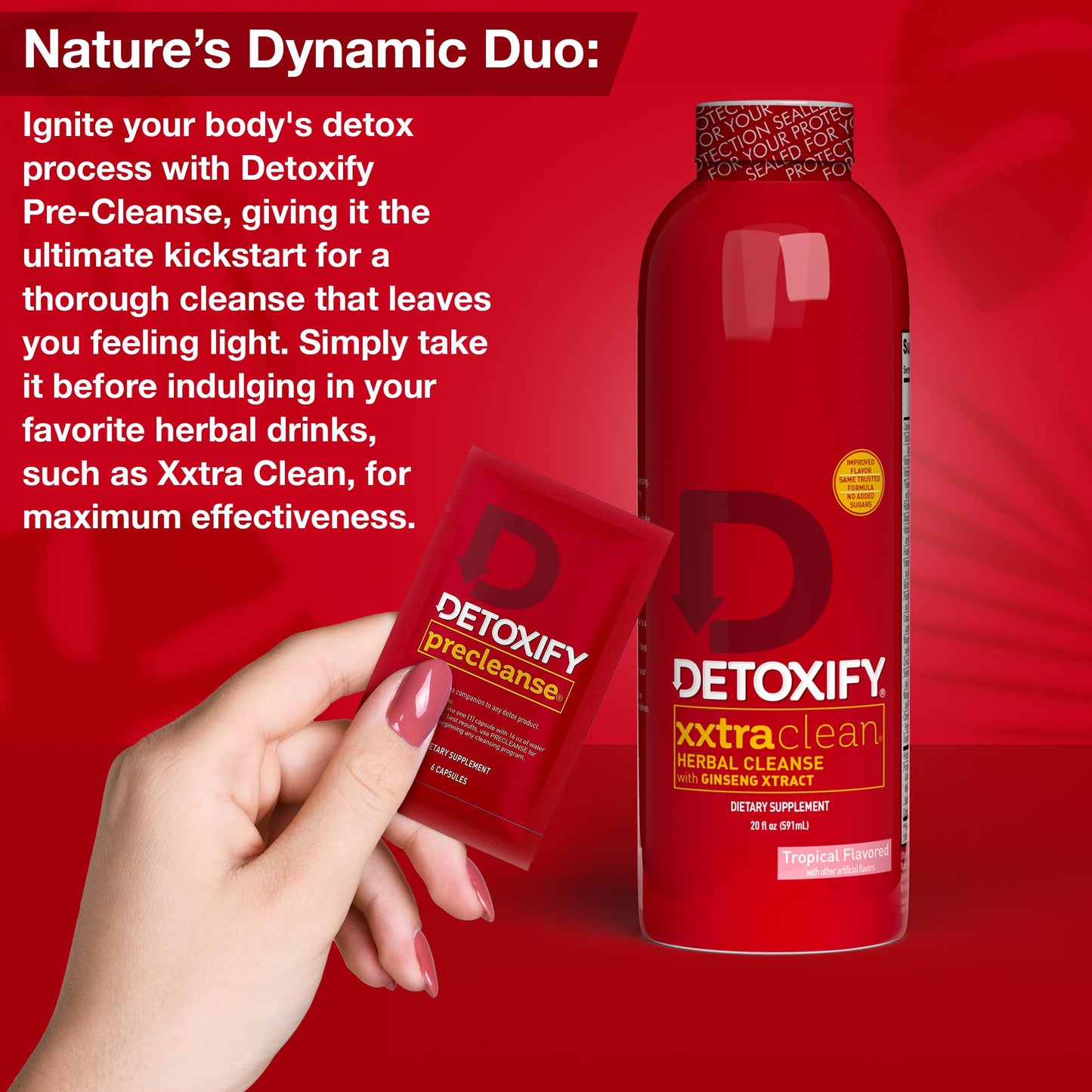 Detoxify - Xxtra Clean Herbal - Tropical Fruit Flavor - 20 oz - Professionally Formulated Extra Strength Herbal Detox Drink - Enhanced with Ginseng Extract & Milk Thistle Extract - Plus Sticker