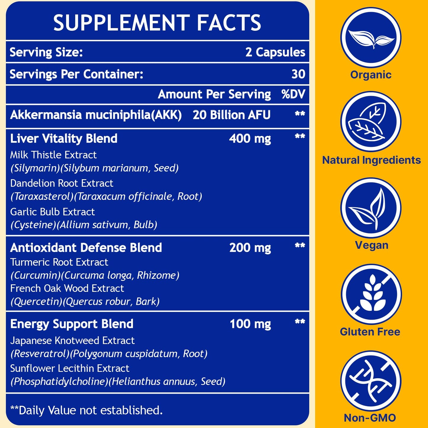 Akk+ Superbiotics Liver Detox, Akkermansia Probiotic 20 Billion Afu with Milk Thistle, Taraxasterol, GLP1 supplement, for Liver Cleanse Detox & Repair & Renew, Antioxidant, Gut, Skin Health, 120 Count
