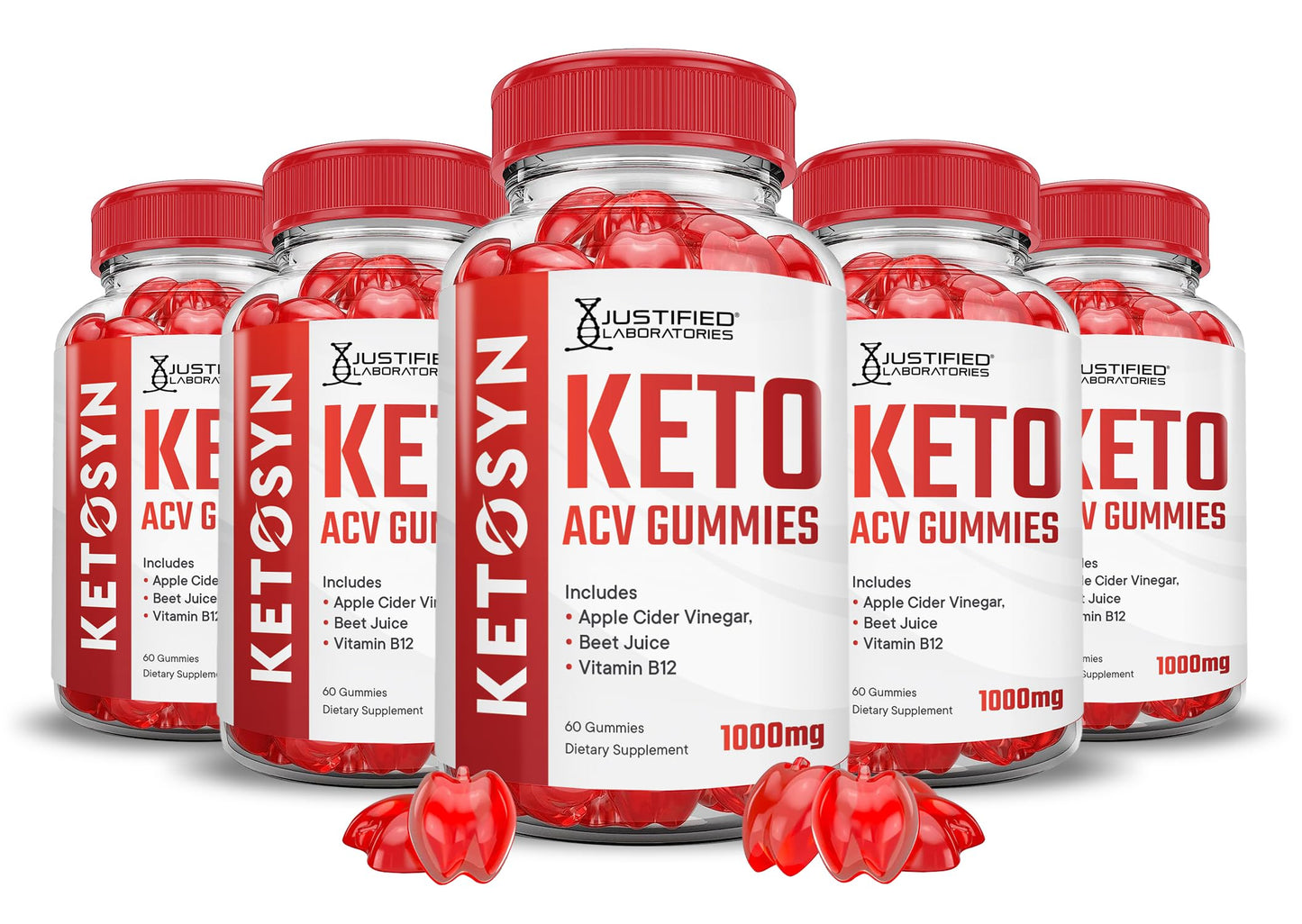 (5 Pack) Ketosyn Keto ACV Gummies Advanced Formula 1000MG Ketosyn Keto Gummies Apple Cider Vinegar Formulated with Pomegranate Beet Juice Powder B12 Vegan Non GMO 300 Gummys