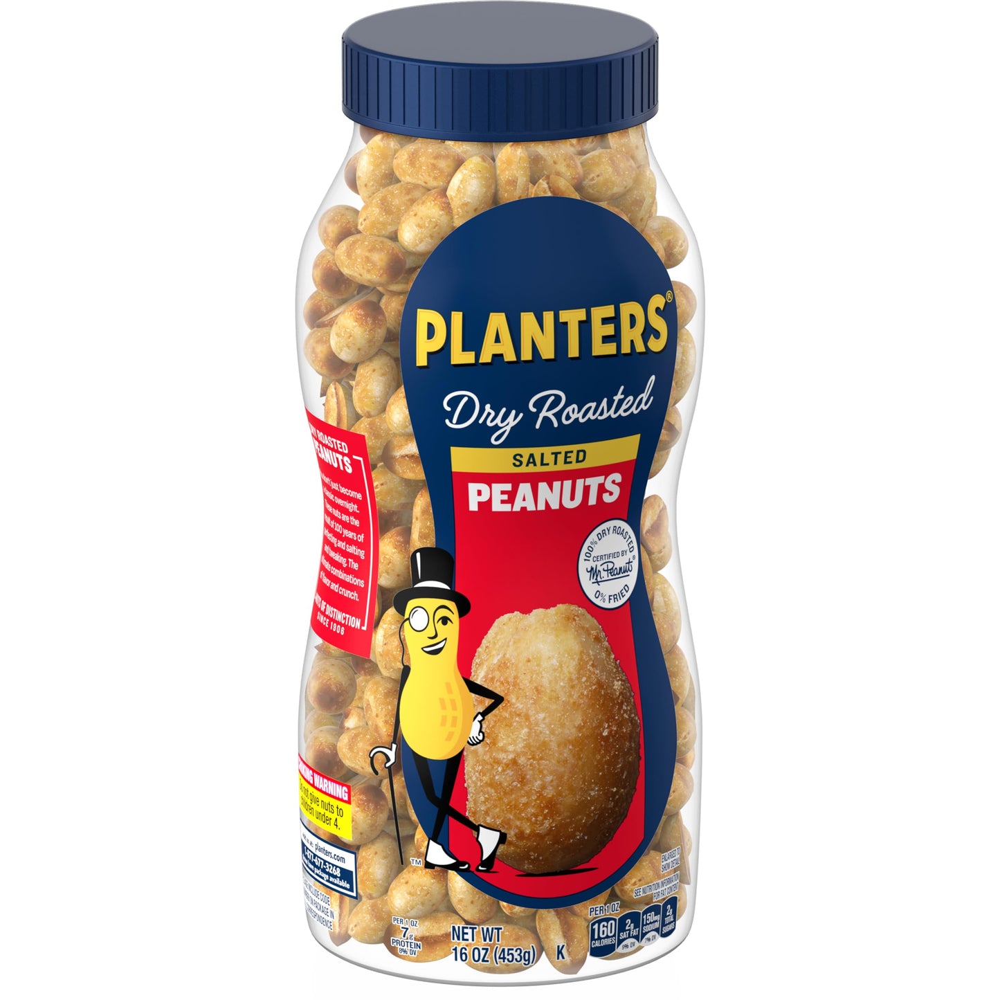PLANTERS Salted Dry Roasted Peanuts Party Snacks Plant Based Protein 16oz 1 Jar